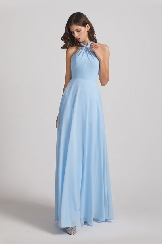 Floor Length Chiffon Bridesmaid Dresses with Criss Cross Neckline
