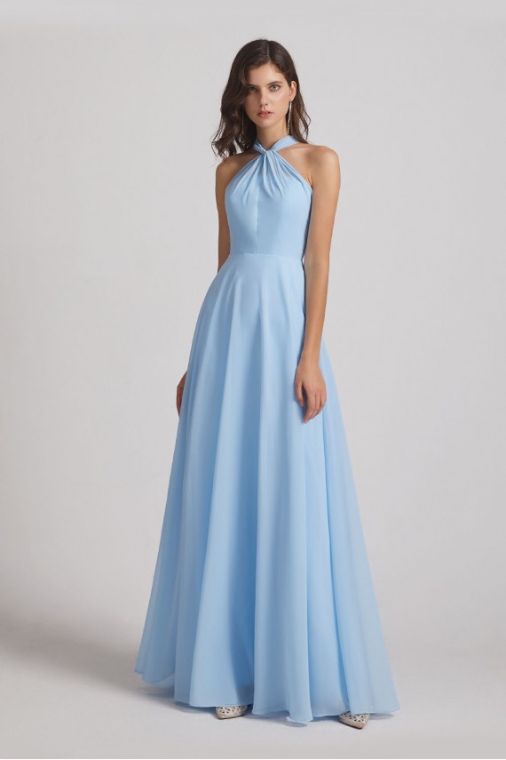 Floor Length Chiffon Bridesmaid Dresses with Criss Cross Neckline