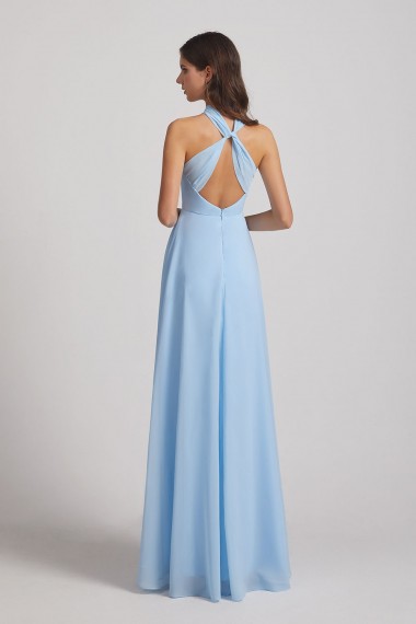 Floor Length Chiffon Bridesmaid Dresses with Criss Cross Neckline