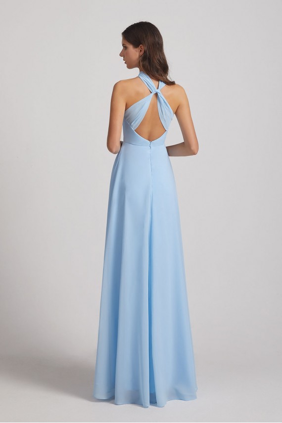 Floor Length Chiffon Bridesmaid Dresses with Criss Cross Neckline