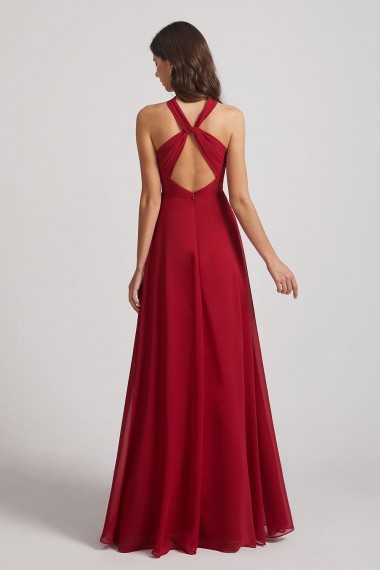A-Line Chiffon Cross Halter Neckline Bridesmaid Dresses