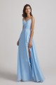 Straps V-Neck Chiffon Bridesmaid Dresses with Waist Knot and Side Slit