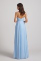 Straps V-Neck Chiffon Bridesmaid Dresses with Waist Knot and Side Slit