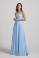 Ruched Spaghetti Straps Blue Chiffon Bridesmaid Dresses