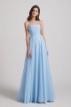 Ruched Spaghetti Straps Blue Chiffon Bridesmaid Dresses