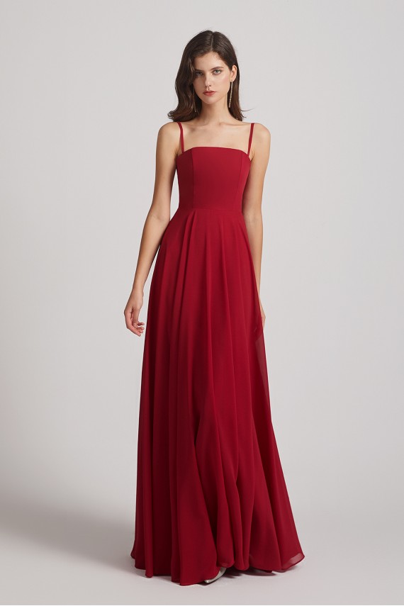 Spaghetti Straps A-Line Chiffon Pleated Bridesmaid Dresses