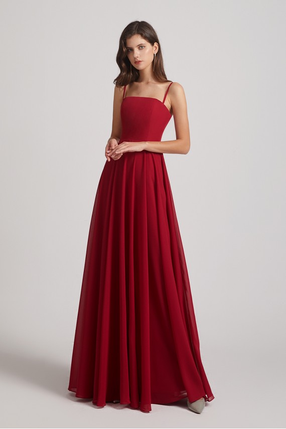 Spaghetti Straps A-Line Chiffon Pleated Bridesmaid Dresses