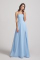 Strapless Chiffon Ruched Split Long Blue Bridesmaid Dresses