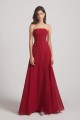 Strapless Chiffon Ruched Slit Long Bridesmaid Dresses