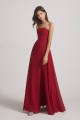 Strapless Chiffon Ruched Slit Long Bridesmaid Dresses