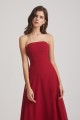 Strapless Chiffon Ruched Slit Long Bridesmaid Dresses