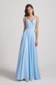 Spaghetti Straps V-Neck Faux Wrap Chiffon Maxi Dresses