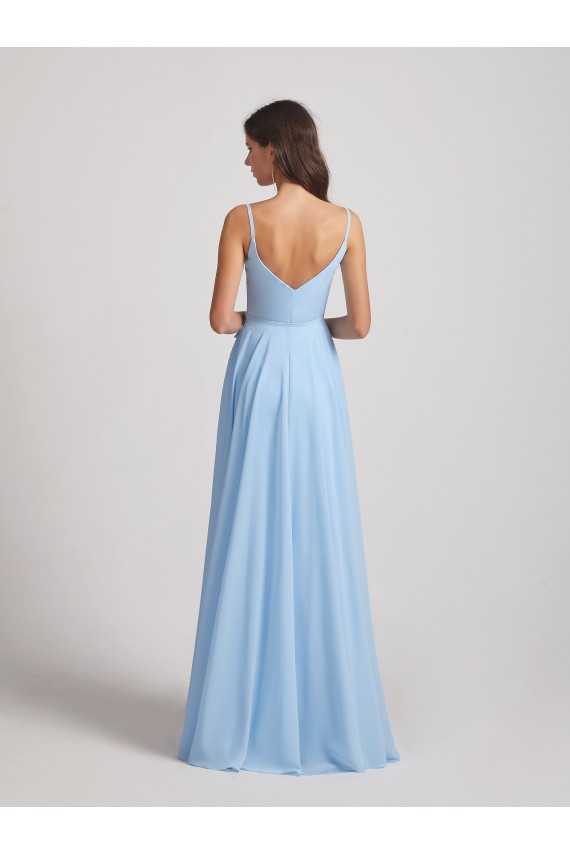 Spaghetti Straps V-Neck Faux Wrap Chiffon Maxi Dresses