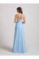 Spaghetti Straps V-Neck Faux Wrap Chiffon Maxi Dresses