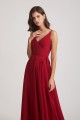 Pleated A-Line Spaghetti Straps V-Neck Chiffon Bridesmaid Dresses