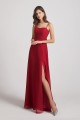 Spaghetti Straps Long Chiffon Bridesmaid Dresses with Side Slit