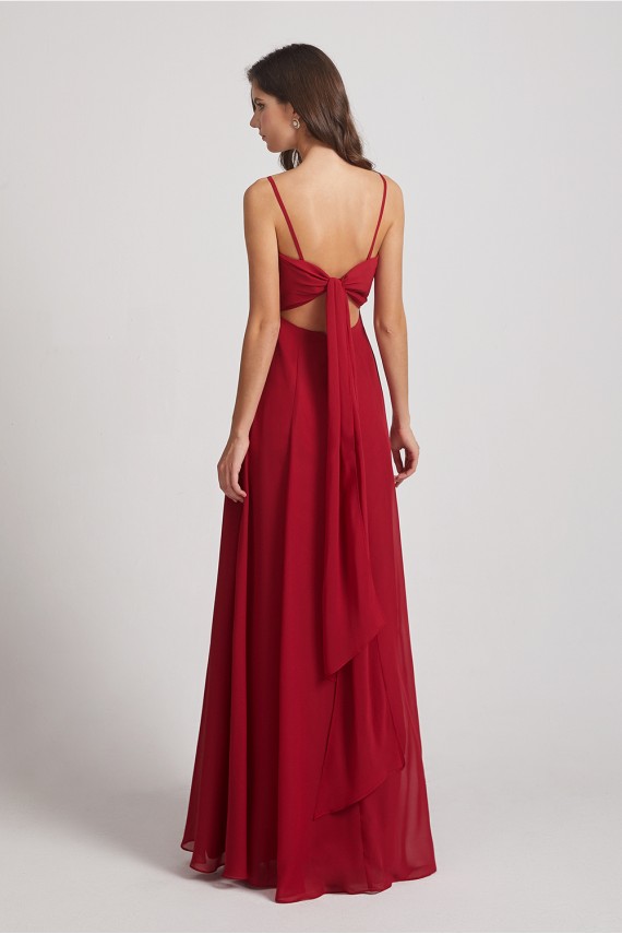 Spaghetti Straps Long Chiffon Bridesmaid Dresses with Side Slit