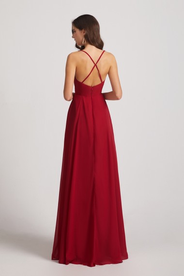 V-Neck Pleated Chiffon Criss-cross Straps Bridesmaid Dresses