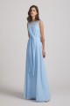 Bias Cut Tie-waist Bridesmaid Dresses with Illusion Boat Neckline and Overlay
