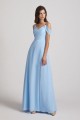 Light Sky Blue A-Line Cold Shoulder Chiffon Bridesmaid Dresses