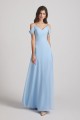 Light Sky Blue A-Line Cold Shoulder Chiffon Bridesmaid Dresses