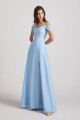 Light Sky Blue A-Line Cold Shoulder Chiffon Bridesmaid Dresses