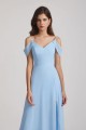 Light Sky Blue A-Line Cold Shoulder Chiffon Bridesmaid Dresses