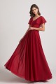 Ruffle Neckline Pleated Chiffon A-Line Bridesmaid Dresses