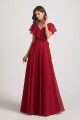 Ruffle Neckline Pleated Chiffon A-Line Bridesmaid Dresses