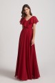 Ruffle Neckline Pleated Chiffon A-Line Bridesmaid Dresses