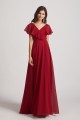 Ruffle Neckline Pleated Chiffon A-Line Bridesmaid Dresses