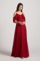 Cold Shoulder Chiffon Long Flowy Bridesmaid Dresses