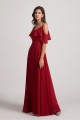 Cold Shoulder Chiffon Long Flowy Bridesmaid Dresses