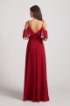 Cold Shoulder Chiffon Long Flowy Bridesmaid Dresses