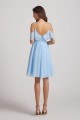 Cold Shoulder Flounce Blue Chiffon Short Bridesmaid Dresses
