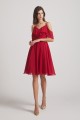 Knee Length Cold Shoulder Flounce Chiffon Bridesmaid Dresses