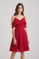Knee Length Cold Shoulder Flounce Chiffon Bridesmaid Dresses