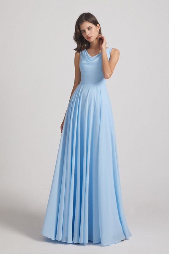 Sleeveless Cowl Chiffon A-Line Bridesmaid Dresses