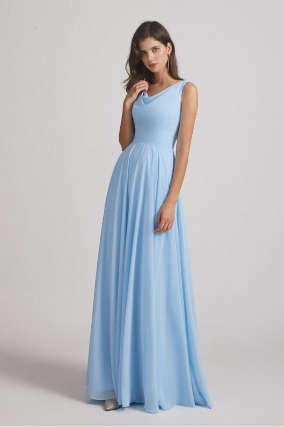 Sleeveless Cowl Chiffon A-Line Bridesmaid Dresses