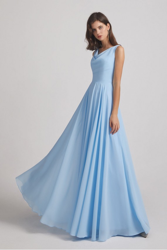 Sleeveless Cowl Chiffon A-Line Bridesmaid Dresses