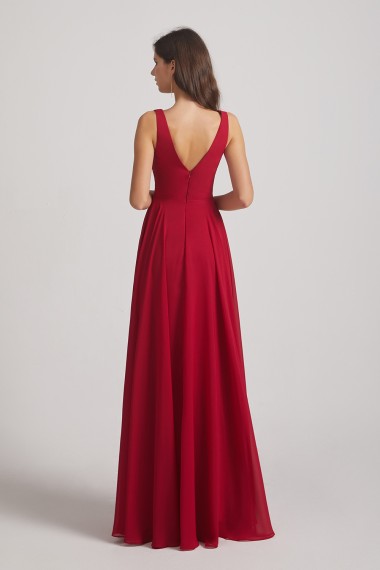 Long Sleeveless Cowl Chiffon A-line Bridesmaid Dresses