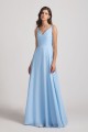 Ruched V-Neck Spaghetti Straps Sleeveless Blue Bridesmaid Dresses