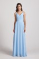 Ruched V-Neck Spaghetti Straps Sleeveless Blue Bridesmaid Dresses