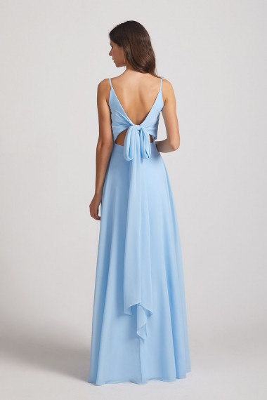 Ruched V-Neck Spaghetti Straps Sleeveless Blue Bridesmaid Dresses