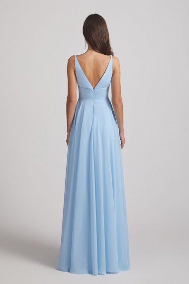 Deep V-Neck Chiffon Bridesmaid Dresses with Low Cut V Back