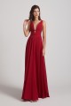 Straps Long Chiffon Plunging V-Neck Bridesmaid Dresses