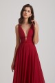 Straps Long Chiffon Plunging V-Neck Bridesmaid Dresses