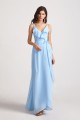 Maxi Wrap Singlet Bridesmaid Dresses with Tie Detail and Frills