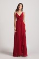 Spaghetti Straps Asymmetrical Frilled Wrap Bridesmaid Dresses