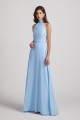 A-Line High Neck Halter Open Back Chiffon Bridesmaid Dresses